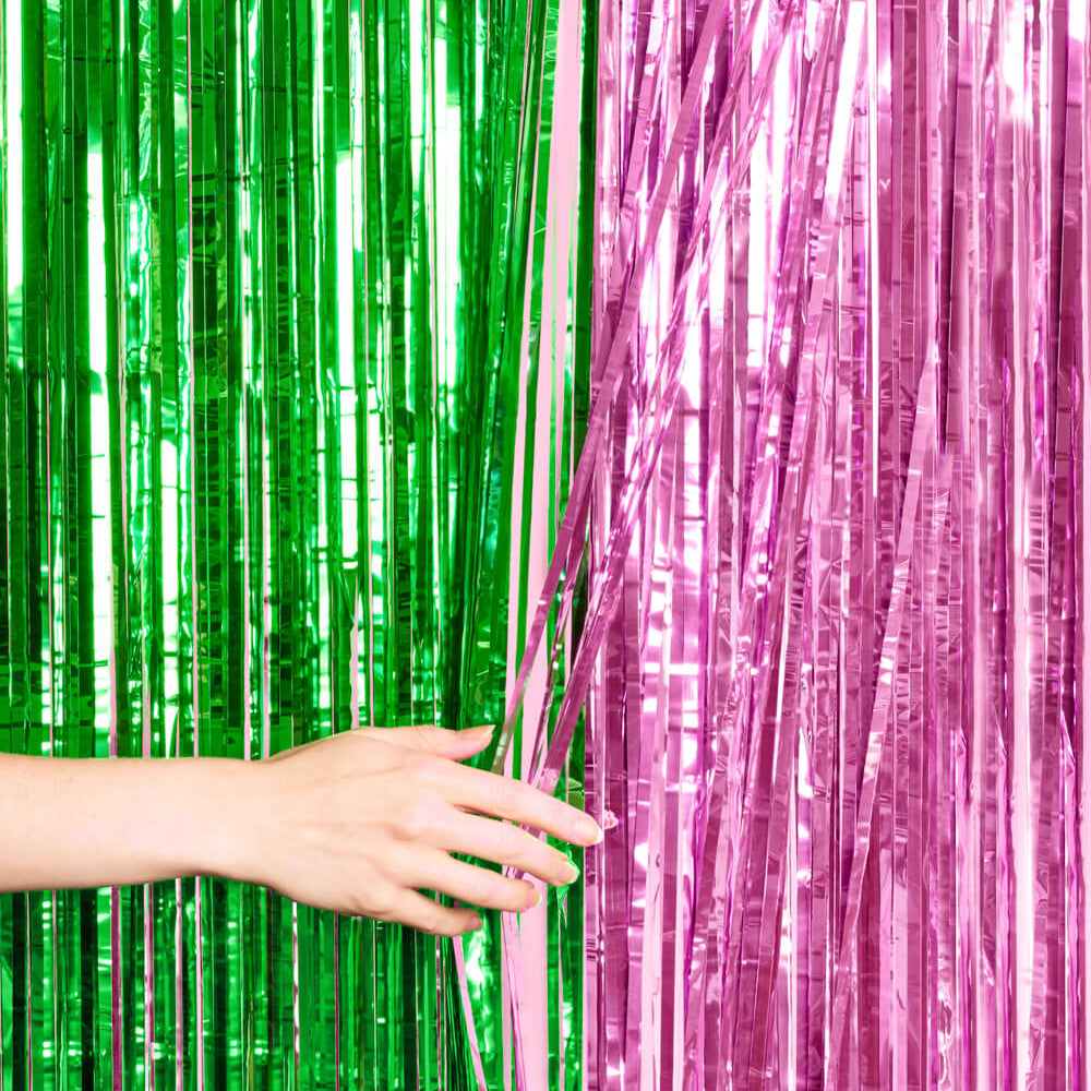 Pink + Green Curtain - pink + green foil curtain xo, Fetti xo, Fetti Collective Pink + Green Curtain - pink + green foil curtain Bonjour Fete - Party Supplies