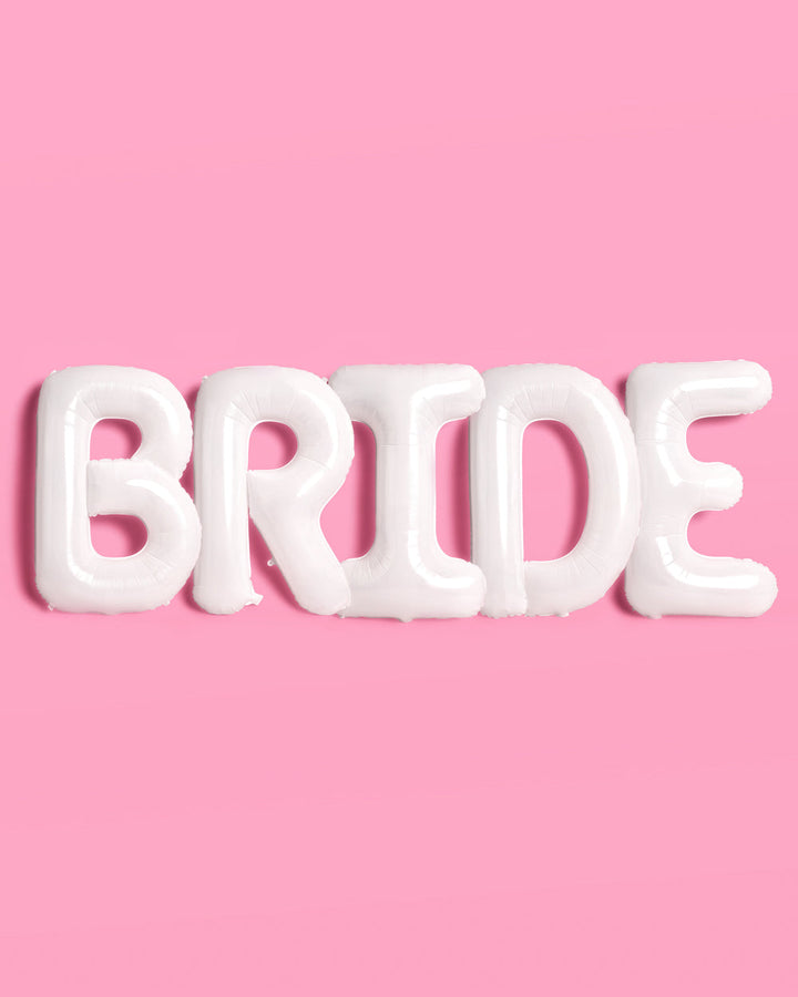 White 40 inch BRIDE foil balloons
