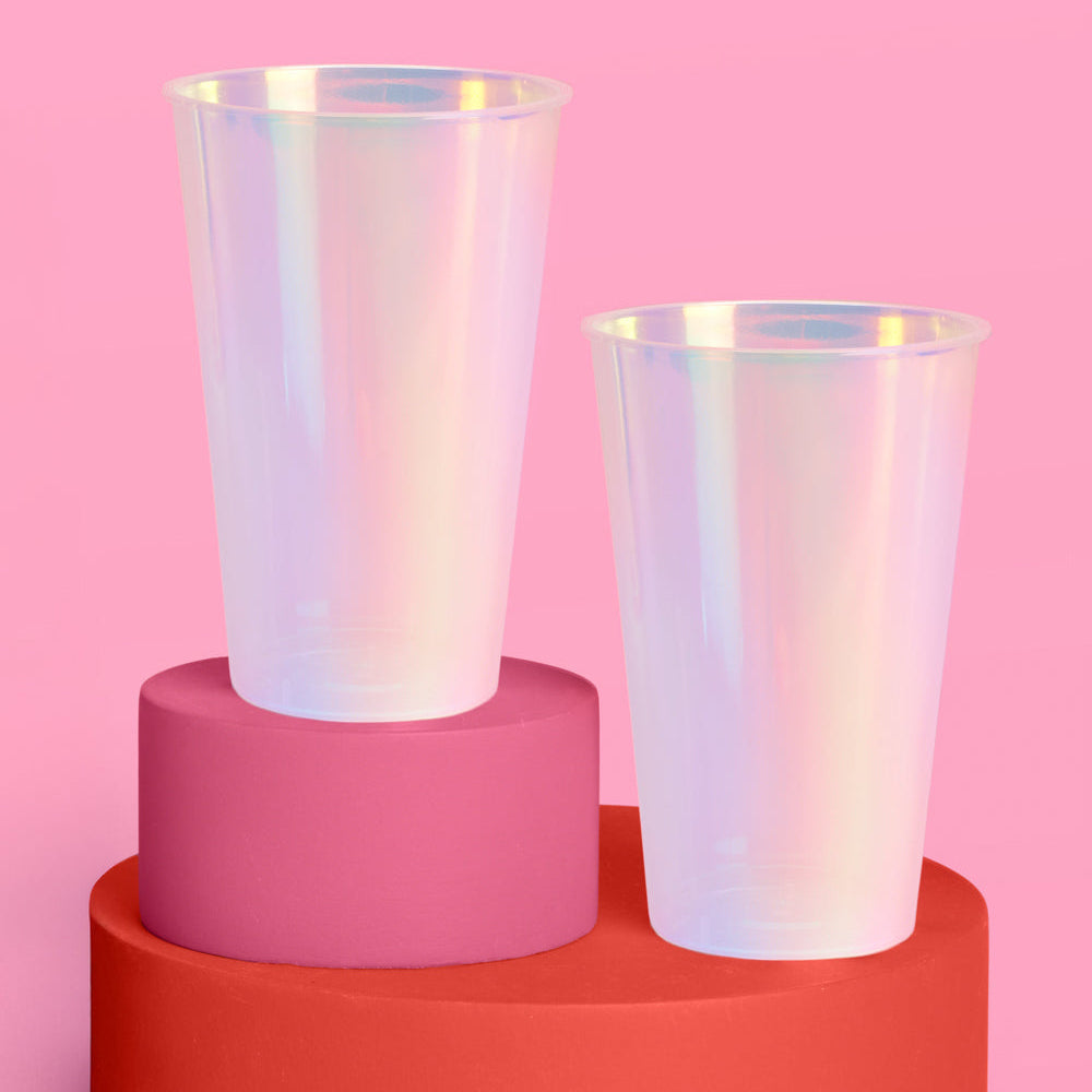 IRIDESCENT PLASTIC PARTY CUPS xo, Fetti Cups IRIDESCENT PLASTIC PARTY CUPS Bonjour Fete - Party Supplies