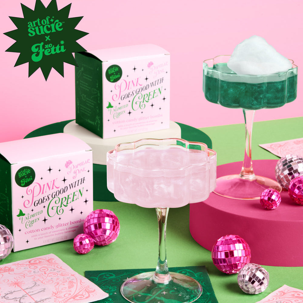 Pink + Green Glitter Bombs - 4 cotton candy glitter bombs xo, Fetti xo, Fetti Collective Pink + Green Glitter Bombs - 4 cotton candy glitter bombs Bonjour Fete - Party Supplies