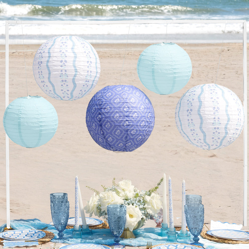 Coastal Lanterns - set of 6 paper lanterns xo, Fetti xo, Fetti Collective Coastal Lanterns - set of 6 paper lanterns Bonjour Fete - Party Supplies