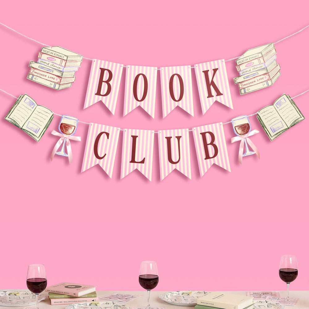 Book Club Banner - pink printed banner xo, Fetti Banners Book Club Banner - pink printed banner Bonjour Fete - Party Supplies