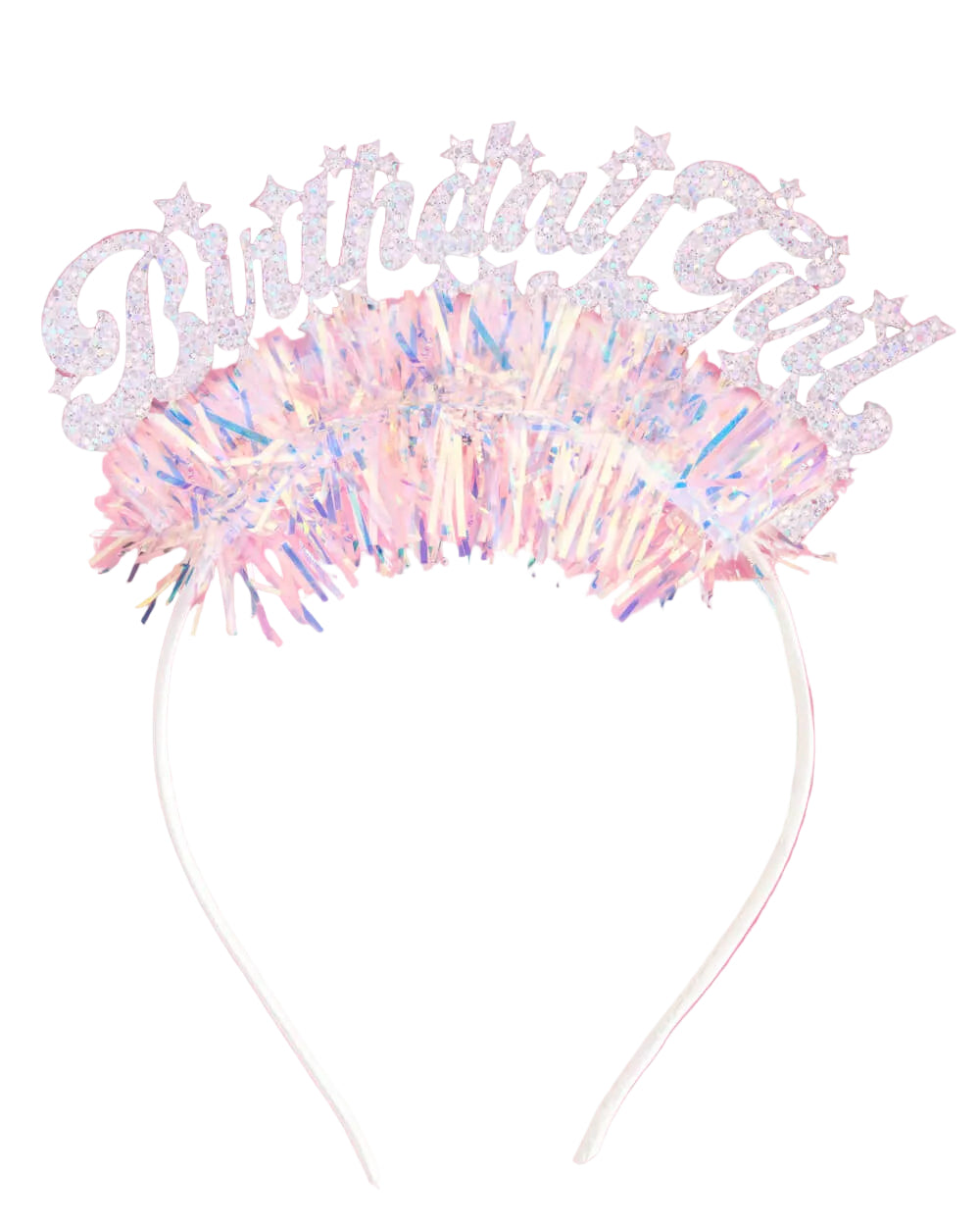 BIRTHDAY GIRL IRIDESCENT FRINGE HEADBAND xo, Fetti headband BIRTHDAY GIRL IRIDESCENT FRINGE HEADBAND Bonjour Fete - Party Supplies