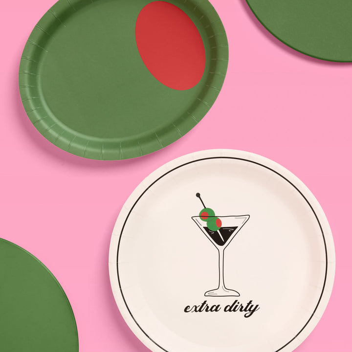 Extra Dirty Plate Set - 32 paper plates, 2 sizes xo, Fetti paper plates Extra Dirty Plate Set - 32 paper plates, 2 sizes Bonjour Fete - Party Supplies