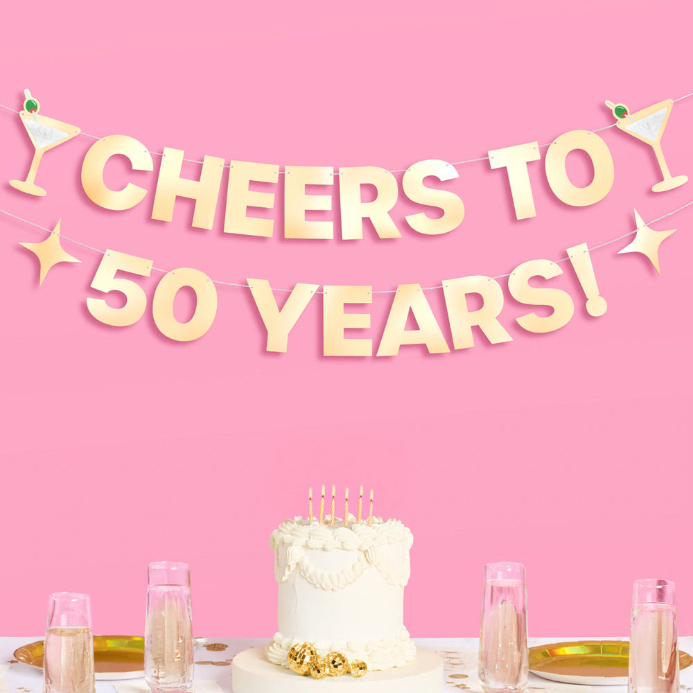 Cheers to 50 Years Banner - 3D paper banner xo, Fetti Banners Cheers to 50 Years Banner - 3D paper banner Bonjour Fete - Party Supplies