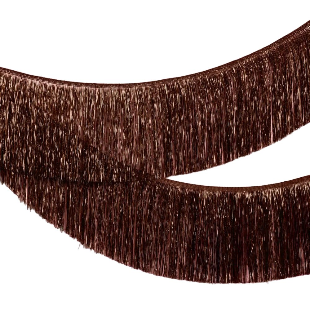 Espresso Fringe Banner - brown metallic fringe