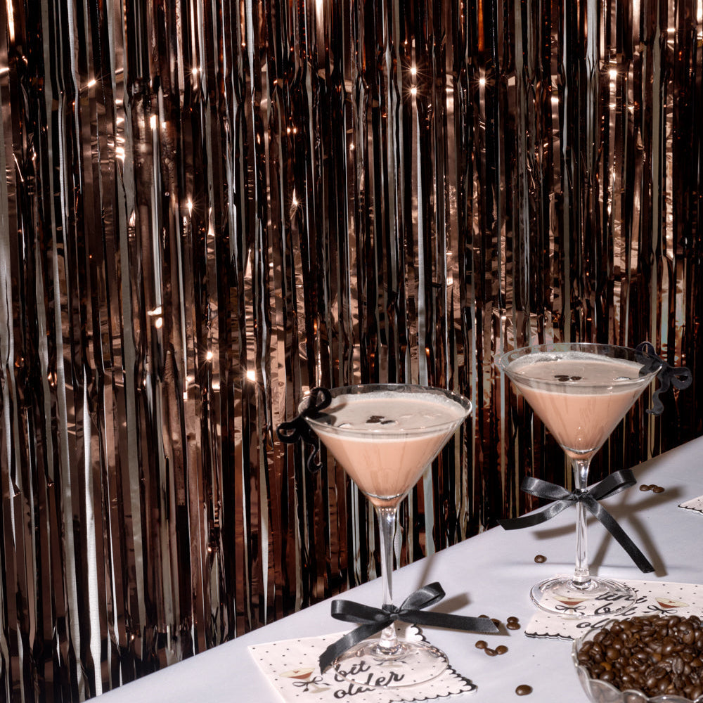 Espresso Martini Curtain - set of 2 curtains xo, Fetti foil curtain Espresso Martini Curtain - set of 2 curtains Bonjour Fete - Party Supplies