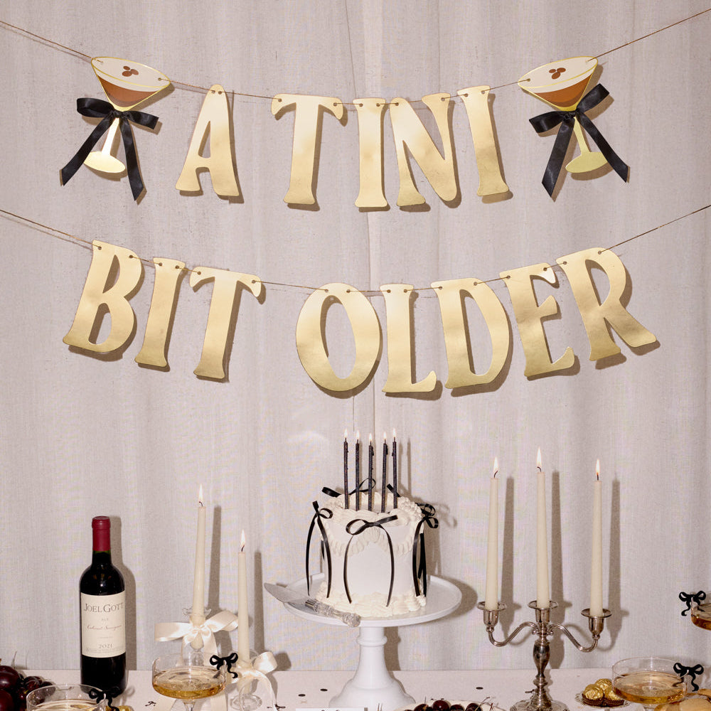 Espresso Tini Bit Older Banner - gold foil banner xo, Fetti Banners Espresso Tini Bit Older Banner - gold foil banner Bonjour Fete - Party Supplies