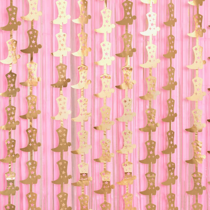 Gold Cowgirl Curtain Pack - cowgirl boot + fringe curtains xo, Fetti foil curtain Gold Cowgirl Curtain Pack - cowgirl boot + fringe curtains Bonjour Fete - Party Supplies