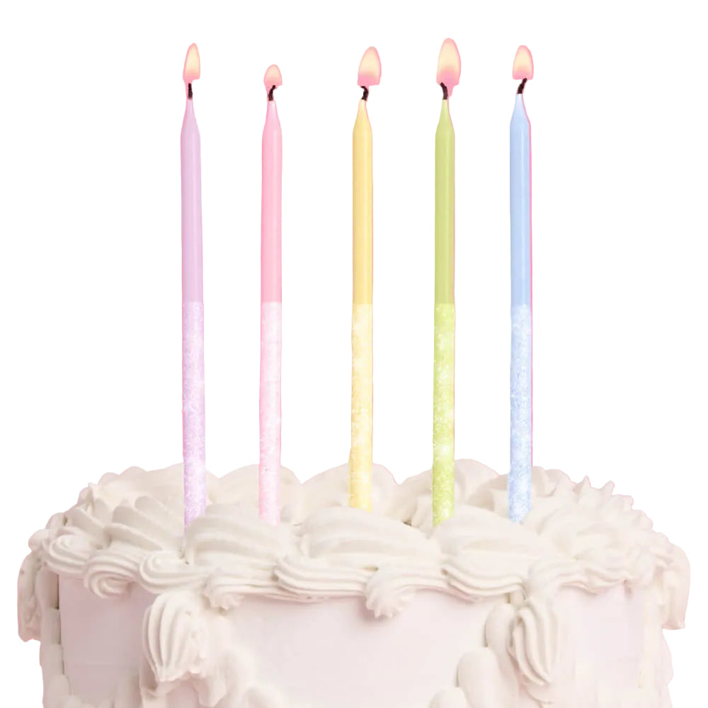 Pastel Glitter Candles - 10 glitter candles xo, Fetti candles Pastel Glitter Candles - 10 glitter candles Bonjour Fete - Party Supplies