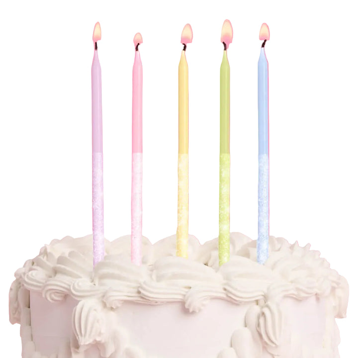 Pastel Glitter Candles - 10 glitter candles xo, Fetti candles Pastel Glitter Candles - 10 glitter candles Bonjour Fete - Party Supplies