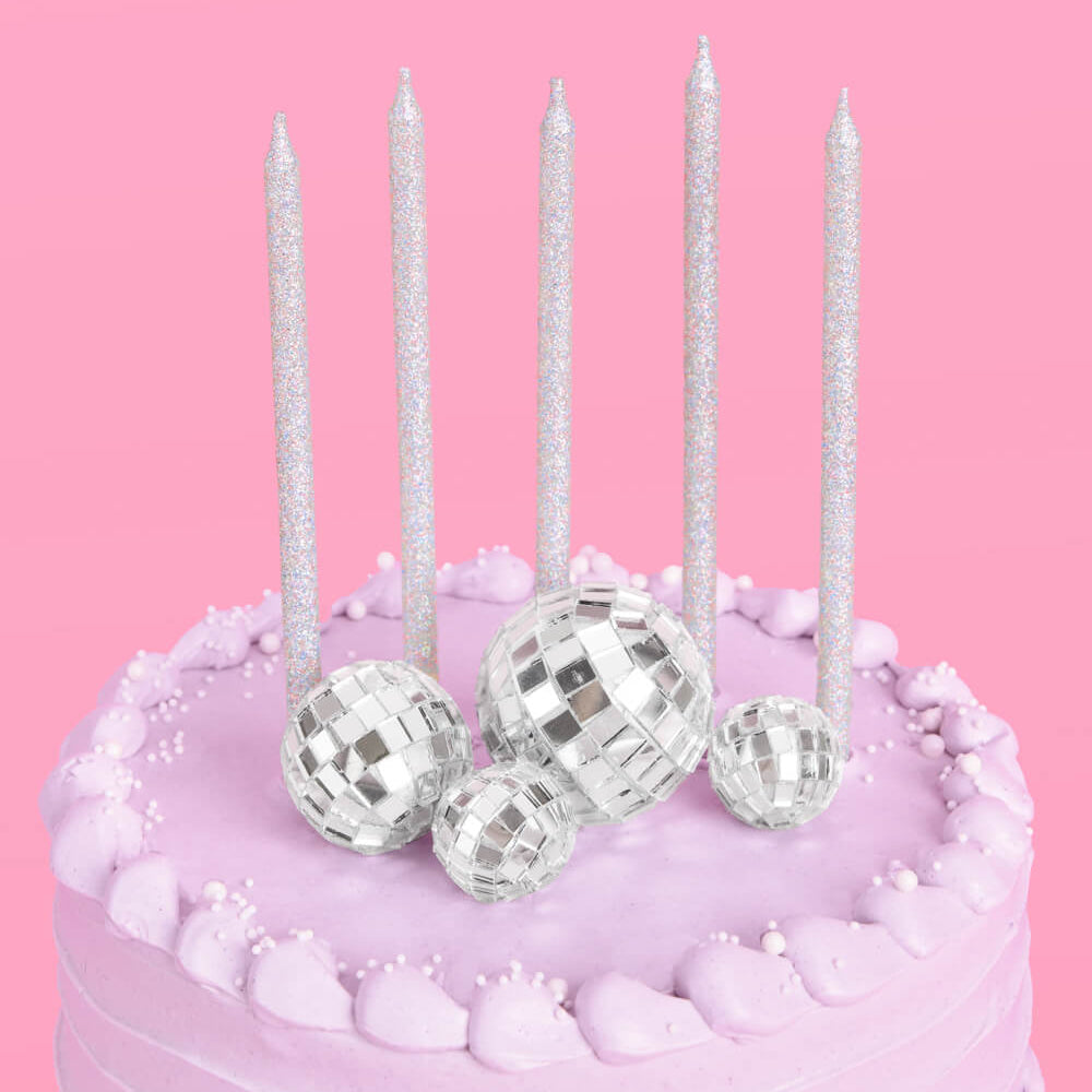 Disco + Iridescent Candle Cake Topper - candles + disco ball cake toppers xo, Fetti cake topper Disco + Iridescent Candle Cake Topper - candles + disco ball cake toppers Bonjour Fete - Party Supplies