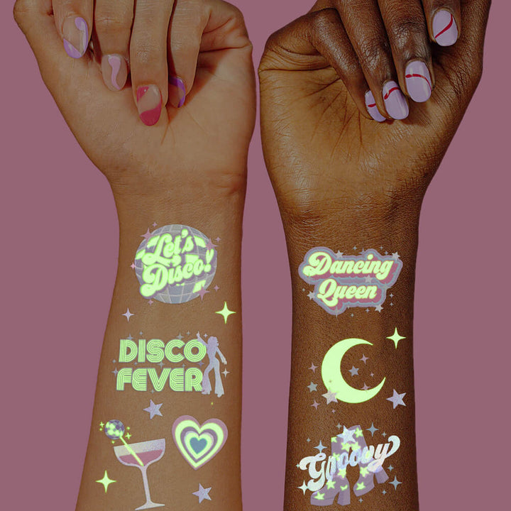 Disco Glo Tats - 48 foil temporary tattoos - Bonjour Fête 
