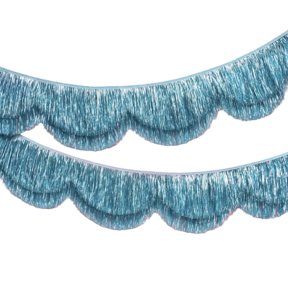 Blue Scallop Fringe Banner - iridescent banner - Bonjour Fête 