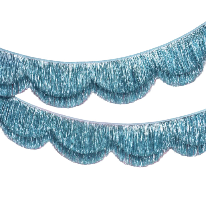 Blue Scallop Fringe Banner - iridescent banner - Bonjour Fête 