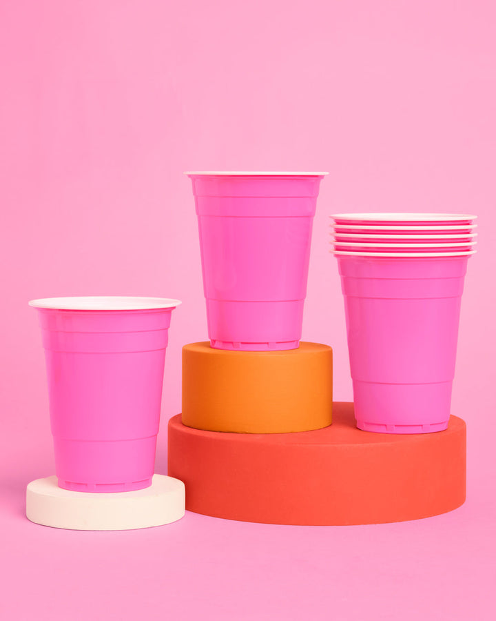 Pink Friday Cups - 50 matte pink 16 oz cups xo, Fetti cups Pink Friday Cups - 50 matte pink 16 oz cups Bonjour Fete - Party Supplies