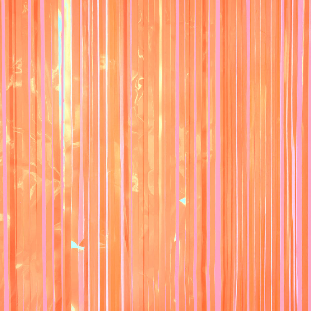 Orange Fringe Curtain Backdrop - iridescent foil banner xo, Fetti foil curtain Orange Fringe Curtain Backdrop - iridescent foil banner Bonjour Fete - Party Supplies