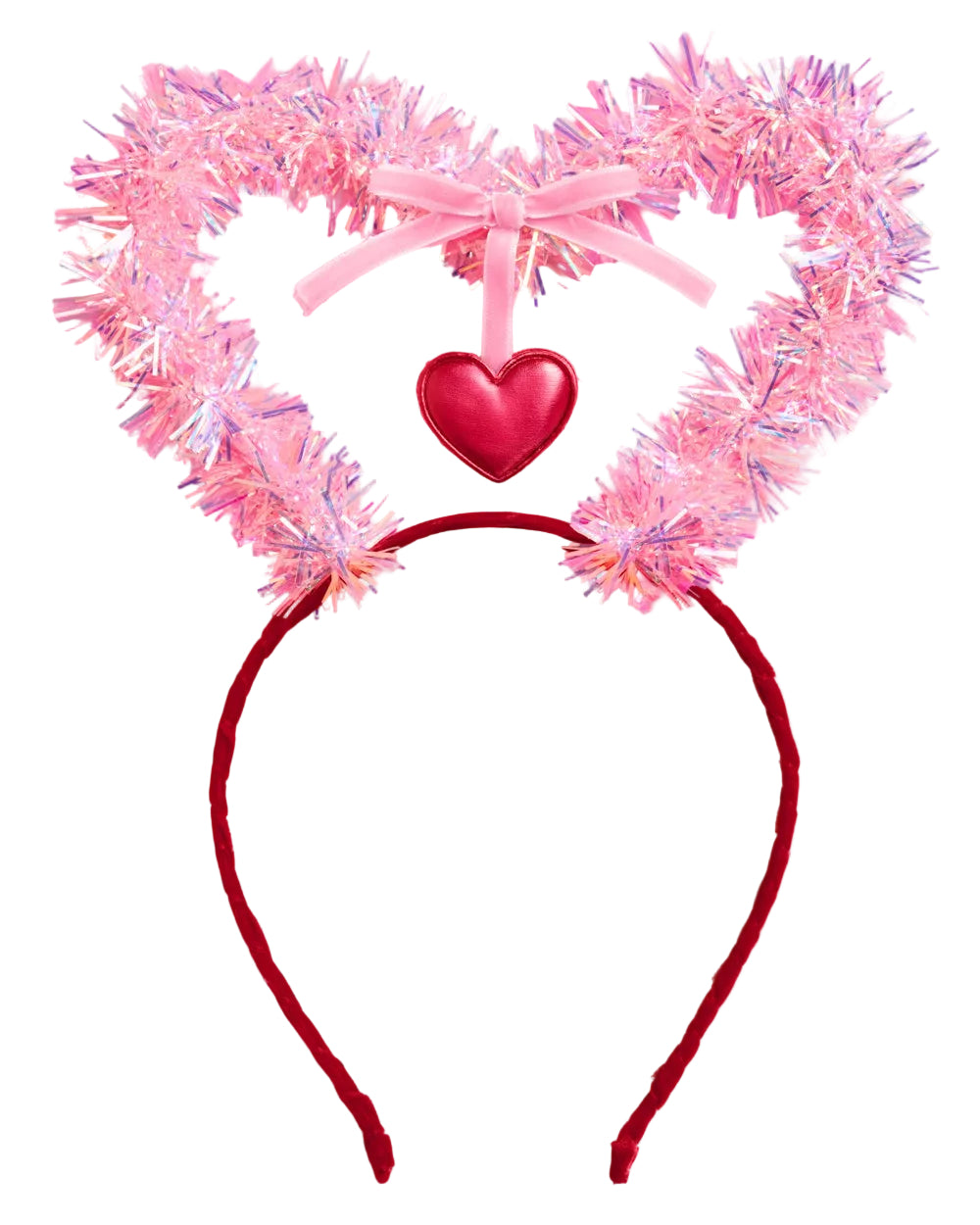Pink Tinsel Heart Valentine's Day Headband