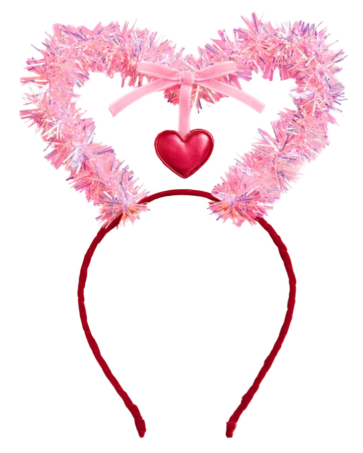 Pink Tinsel Heart Valentine's Day Headband