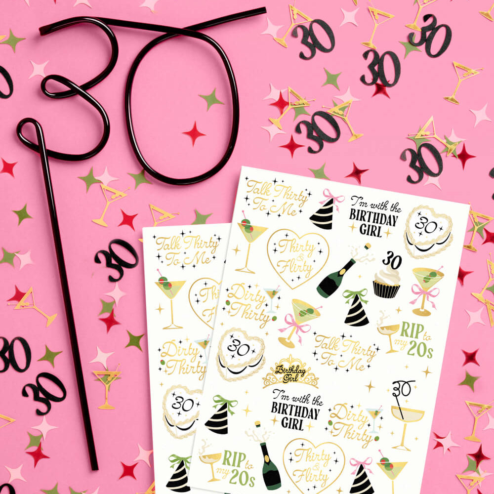 30th Bday Bundle - tats, straw + confetti
