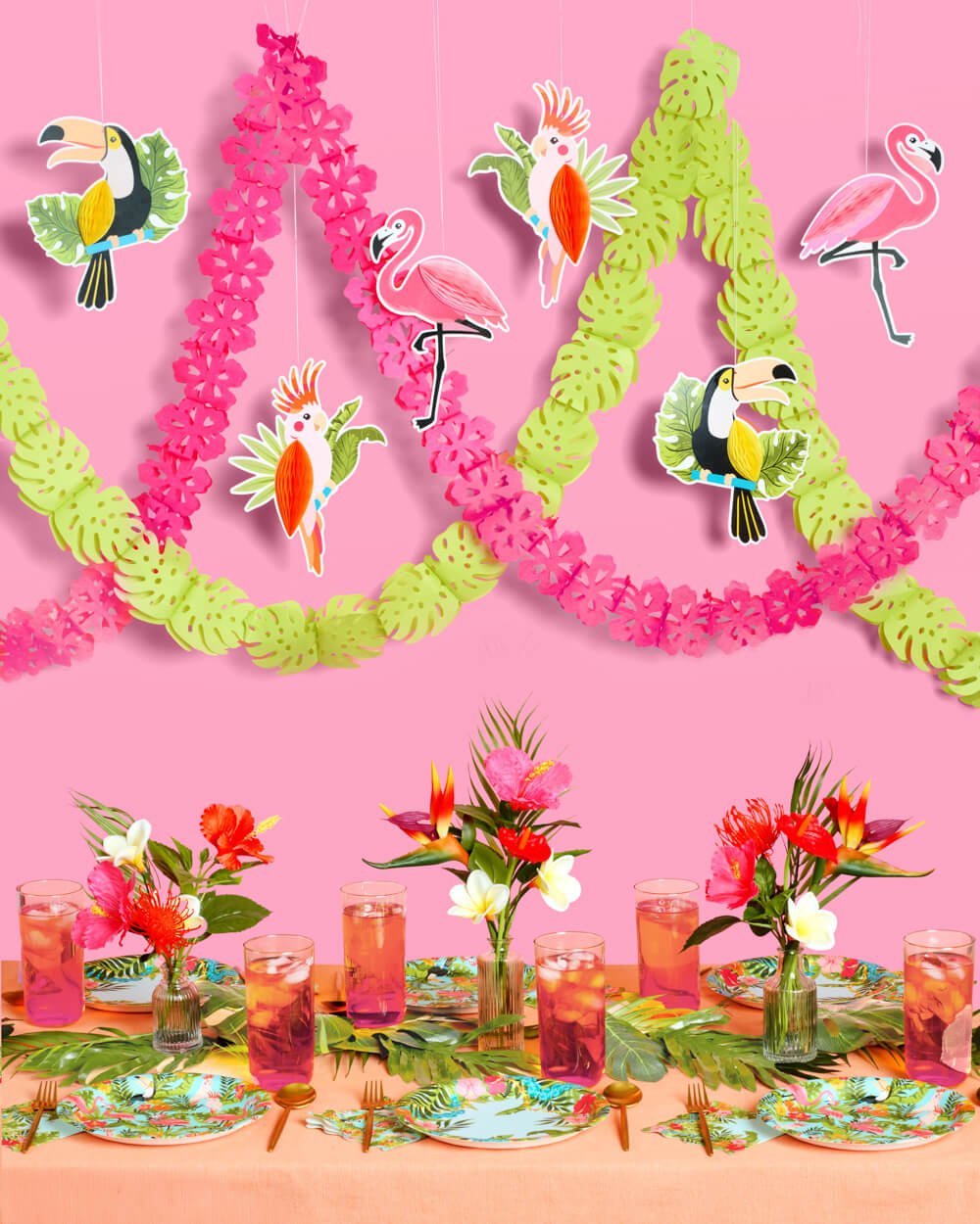Tropical Bird & Hibiscus Party Banner Set
