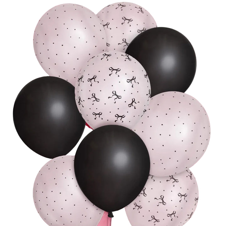 Little Black Bow Pack - 24 latex balloons xo, Fetti Balloons Little Black Bow Pack - 24 latex balloons Bonjour Fete - Party Supplies