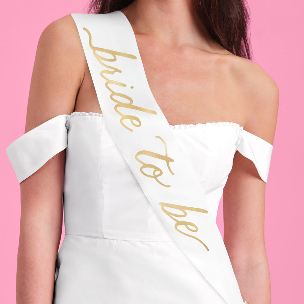 Classic Bride Sash - white satin sash xo, Fetti sash Classic Bride Sash - white satin sash Bonjour Fete - Party Supplies