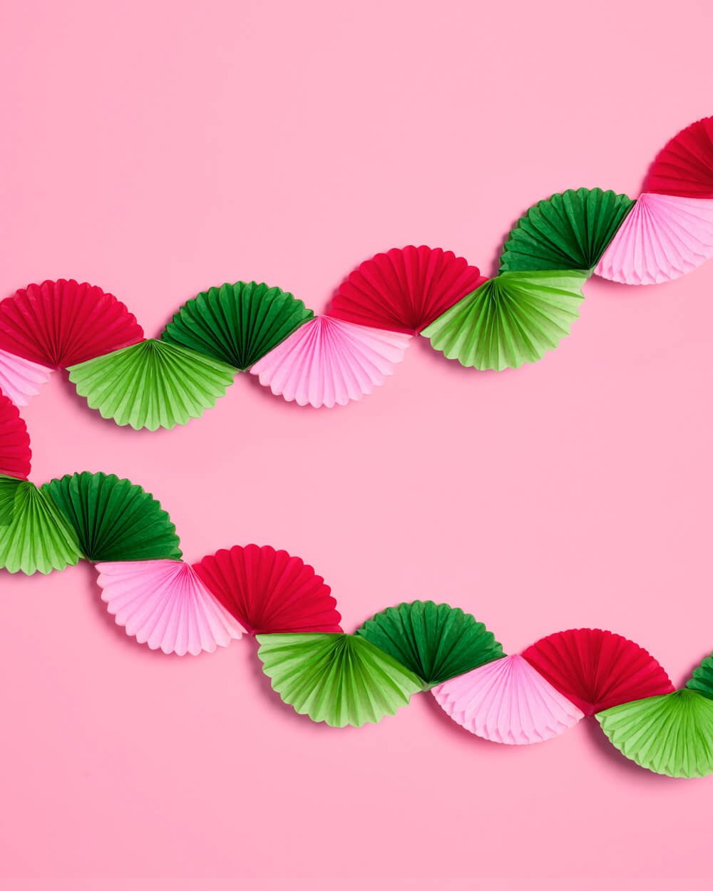 Pink Christmas Paper Fan Garland