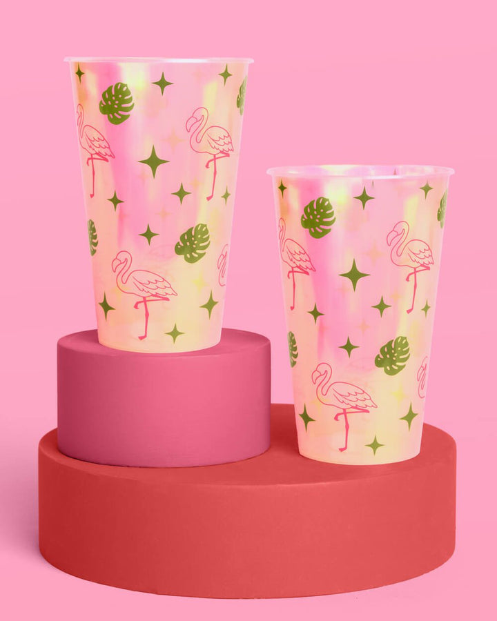 Pink Flamingo Iridescent Party Cups