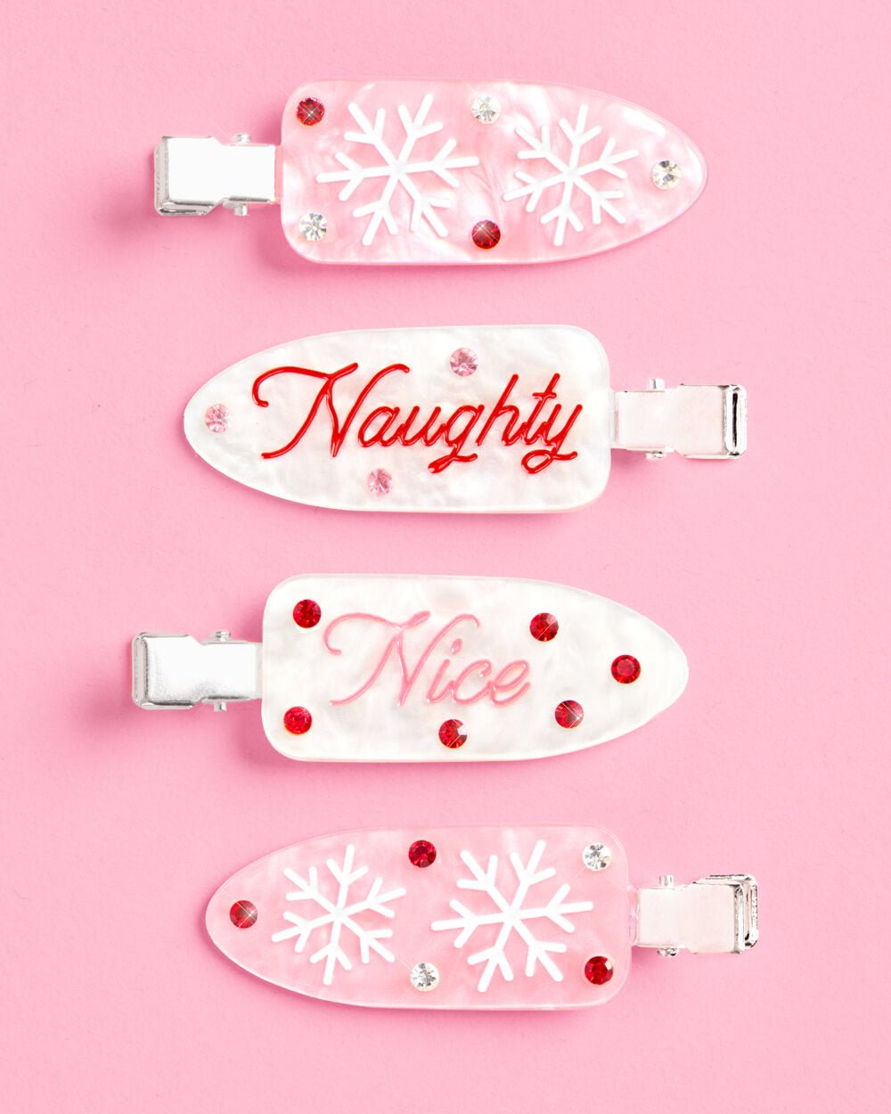 Naughty or Nice Christmas Hair Clips, Set of 4