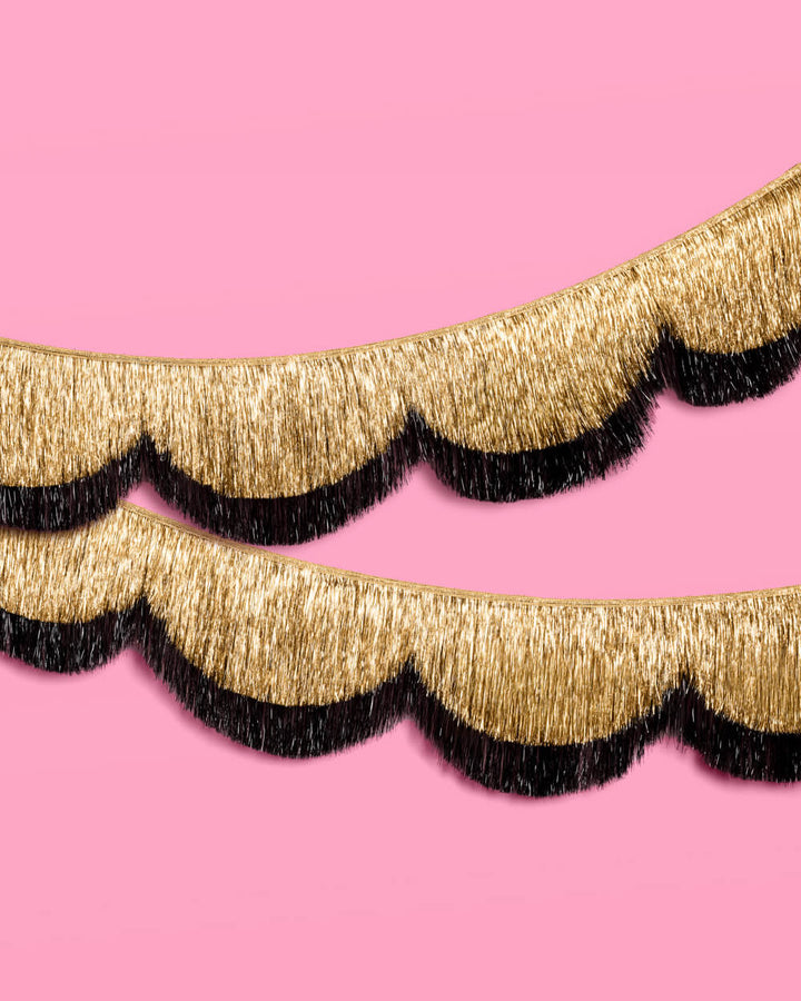 Gold & Black Scallop Fringe Banner