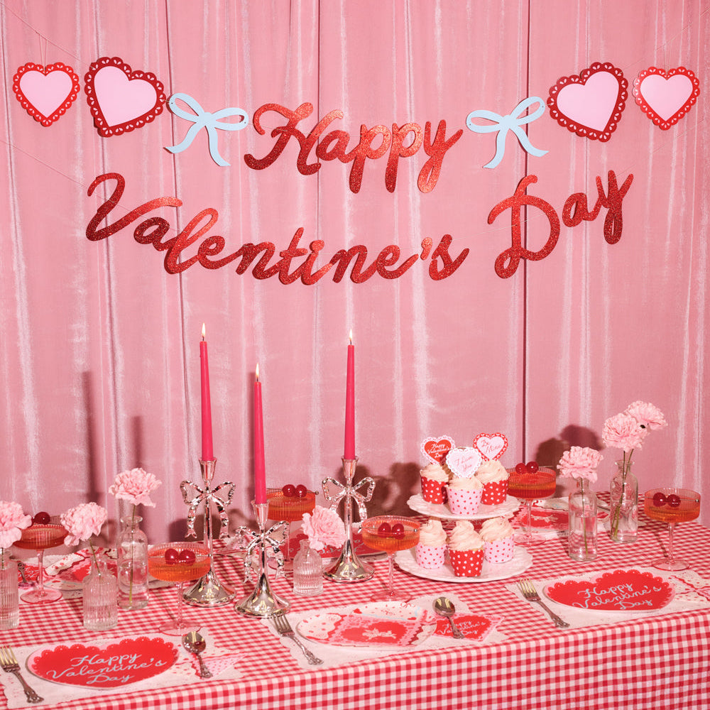 Happy Vday Banner - 3D glitter banner xo, Fetti xo, Fetti Collective Happy Vday Banner - 3D glitter banner Bonjour Fete - Party Supplies