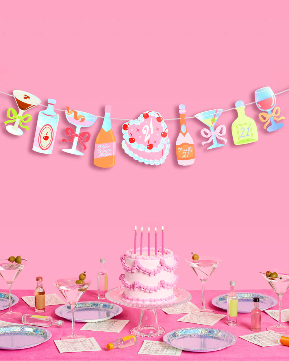 21st Birthday Banner - cocktail garland