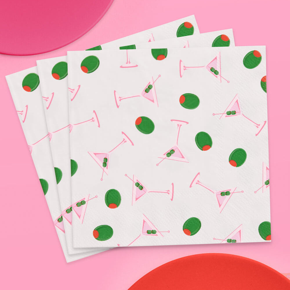 Martini Napkins - 25 paper napkins xo, Fetti napkins Martini Napkins - 25 paper napkins Bonjour Fete - Party Supplies