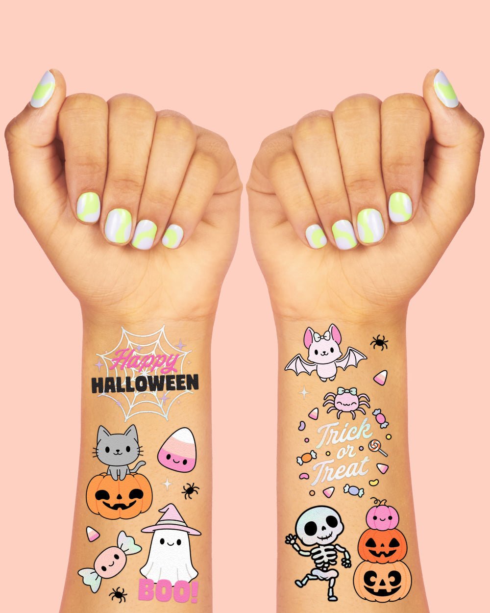 Pink Halloween Kawaii Temporary Tattoos