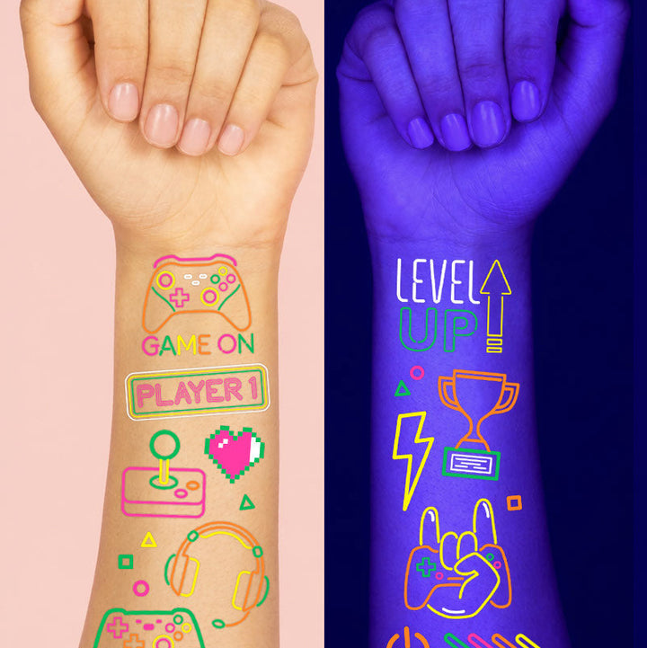 Neon Gamer Temporary Tattoos