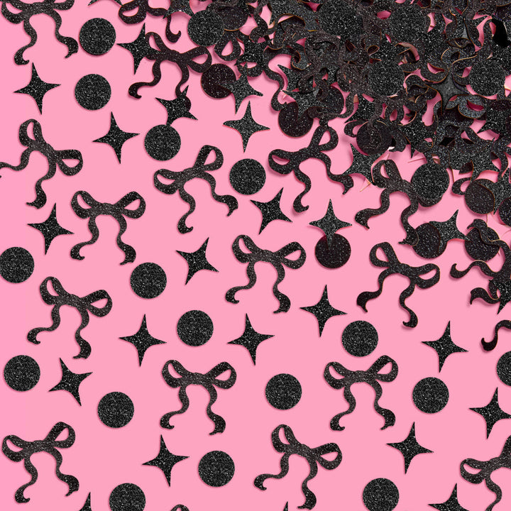 Little Black Bow Confetti - 200 pc glitter confetti xo, Fetti confetti Little Black Bow Confetti - 200 pc glitter confetti Bonjour Fete - Party Supplies