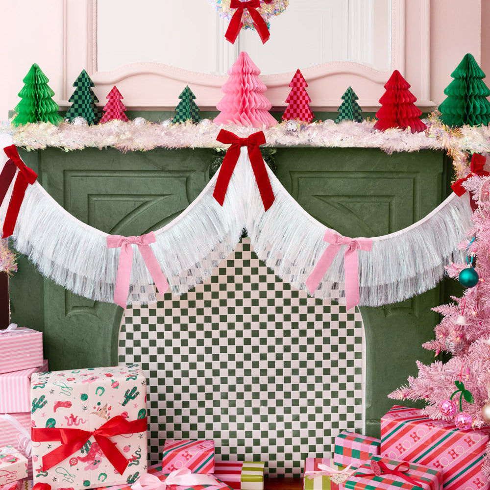 Bow Bliss Banner - layered fringe + velvet bows xo, Fetti xo, Fetti Collective Bow Bliss Banner - layered fringe + velvet bows Bonjour Fete - Party Supplies