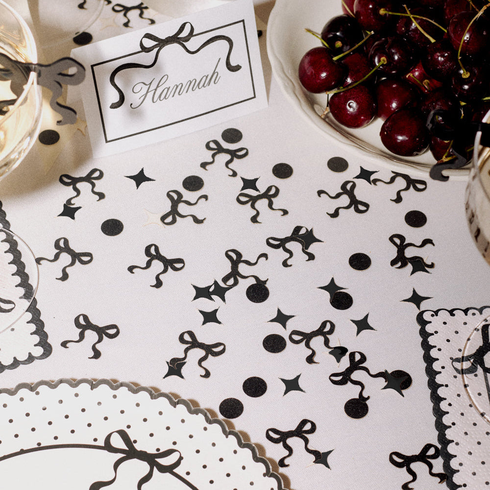 Little Black Bow Confetti - 200 pc glitter confetti xo, Fetti confetti Little Black Bow Confetti - 200 pc glitter confetti Bonjour Fete - Party Supplies