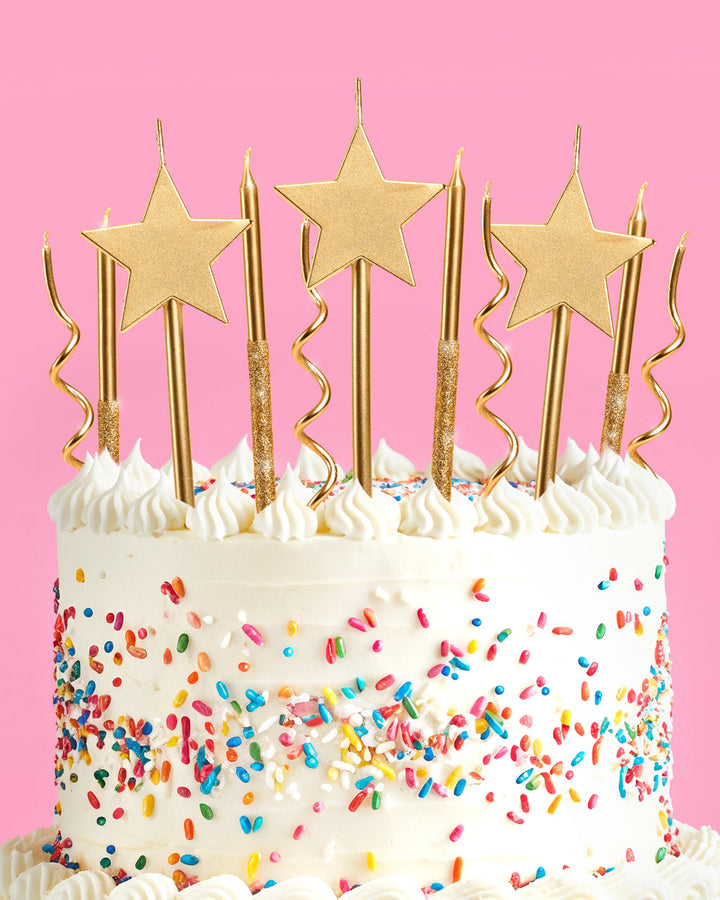 Novelty Gold Candles - 14 pc gold glitter candles