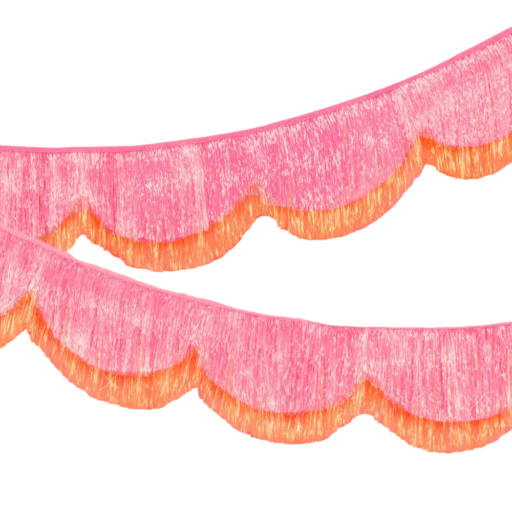 Pink Orange Scallop Fringe - iridescent foil banner xo, Fetti Banners Pink Orange Scallop Fringe - iridescent foil banner Bonjour Fete - Party Supplies
