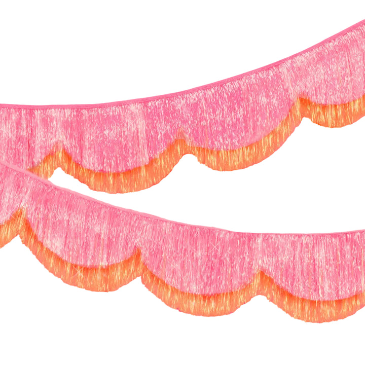 Pink Orange Scallop Fringe - iridescent foil banner xo, Fetti Banners Pink Orange Scallop Fringe - iridescent foil banner Bonjour Fete - Party Supplies