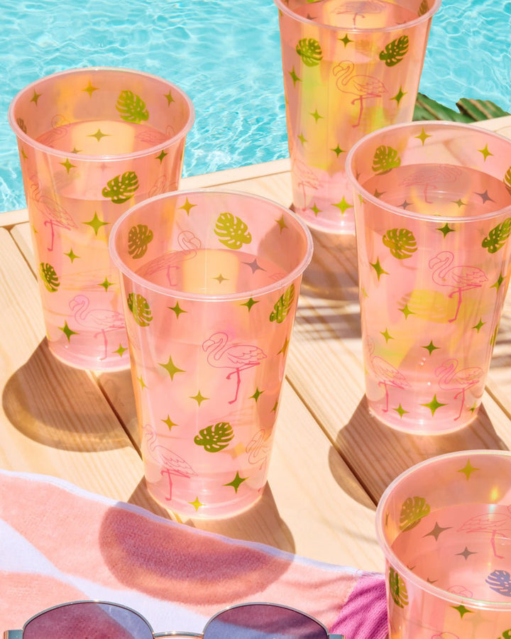 Pink Flamingo Iridescent Party Cups