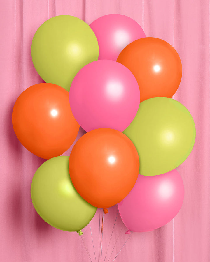 Tropical pink, orange, and green latex balloons