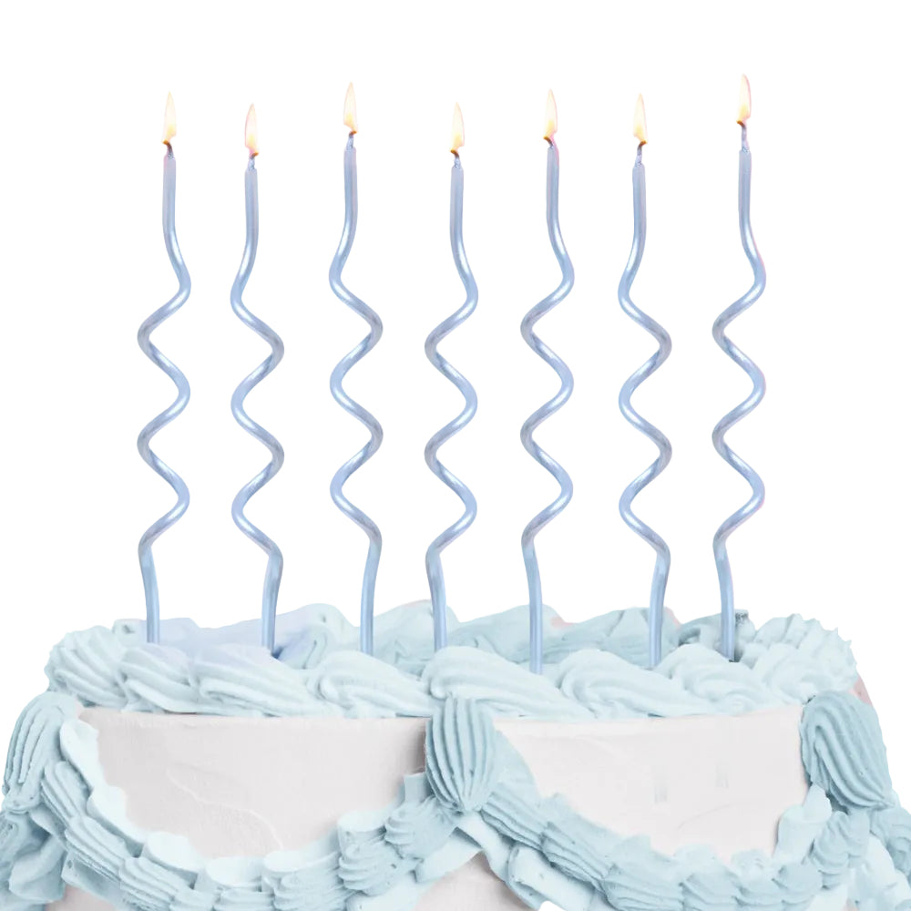 Pearl Blue Candles - 10 wavy candles xo, Fetti candles Pearl Blue Candles - 10 wavy candles Bonjour Fete - Party Supplies