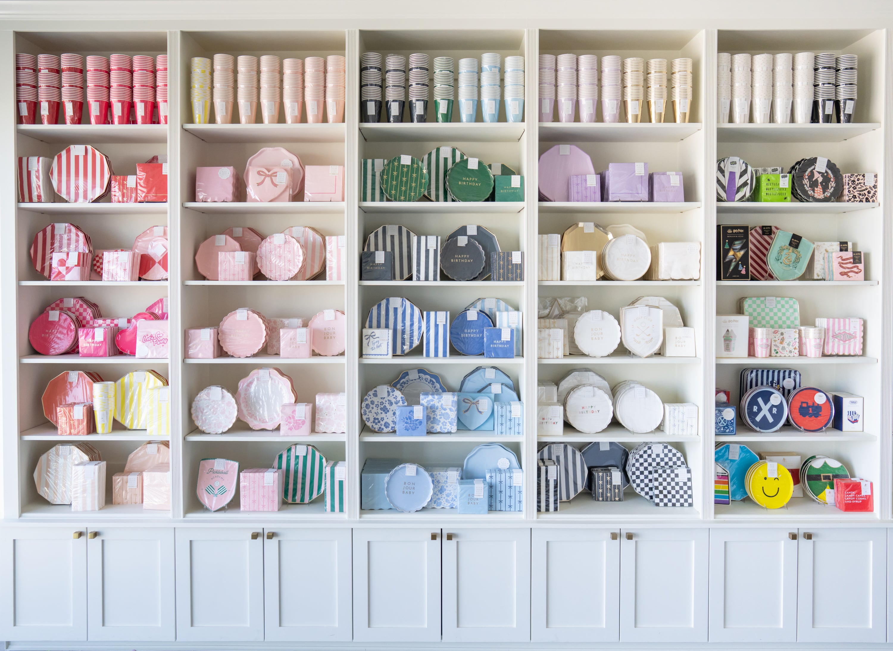rainbow party supplies party store shelf display gift shop party shop paper party goods