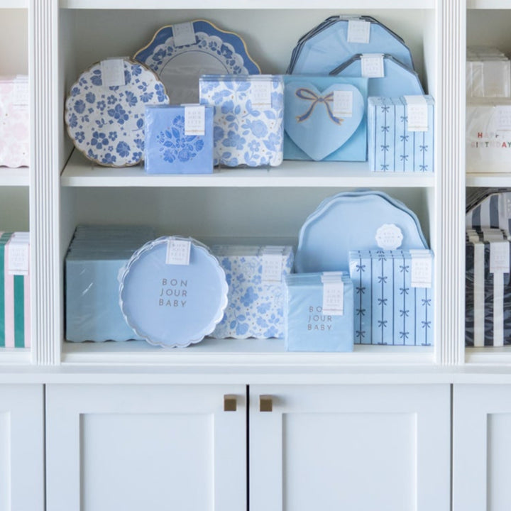 BONJOUR BABY SKY BLUE SMALL PLATES Bonjour Fete Plates BONJOUR BABY SKY BLUE SMALL PLATES Bonjour Fete - Party Supplies