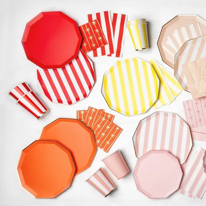 SUNKISSED ORANGE SIGNATURE LARGE PLATES Bonjour Fete SUNKISSED ORANGE SIGNATURE LARGE PLATES Bonjour Fete - Party Supplies