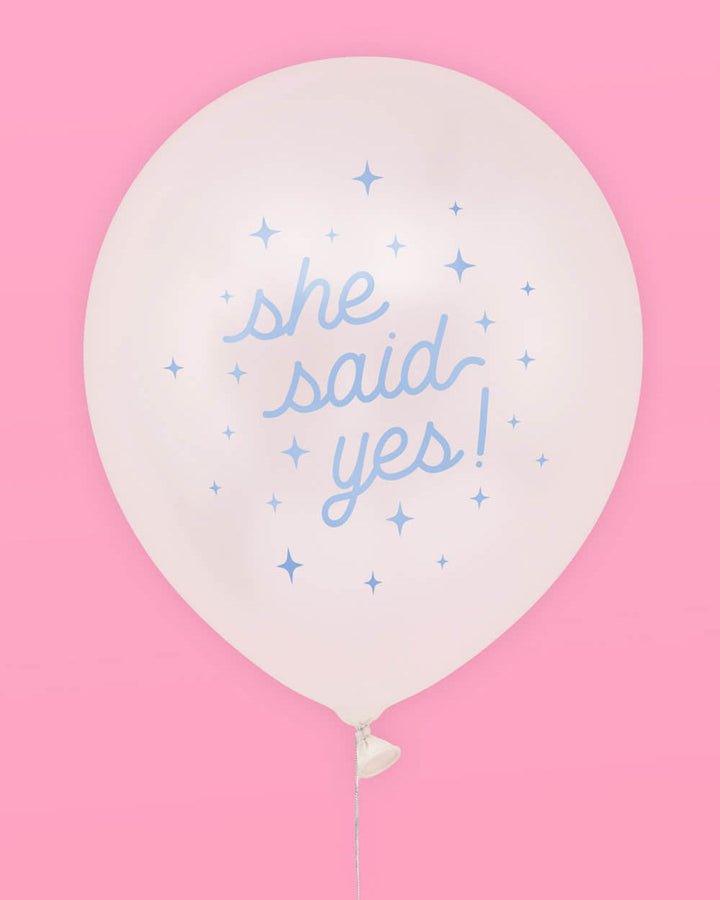 White she said yes engagement balloon