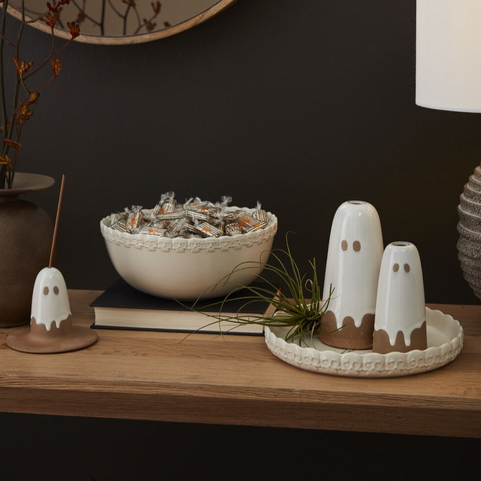 Skull Ceramic Tray Bonjour Fete Party Supplies Halloween Home Decor